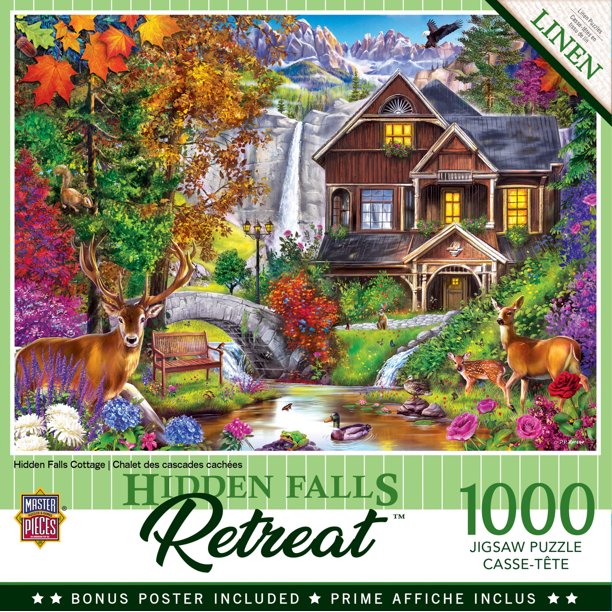 MasterPieces 1000 Piece Puzzle Hidden Falls Cottage 19.25"x26.75