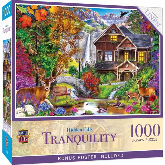 MasterPieces 1000 Piece Puzzle - Hidden Falls Cottage - 19.25"x26.75"