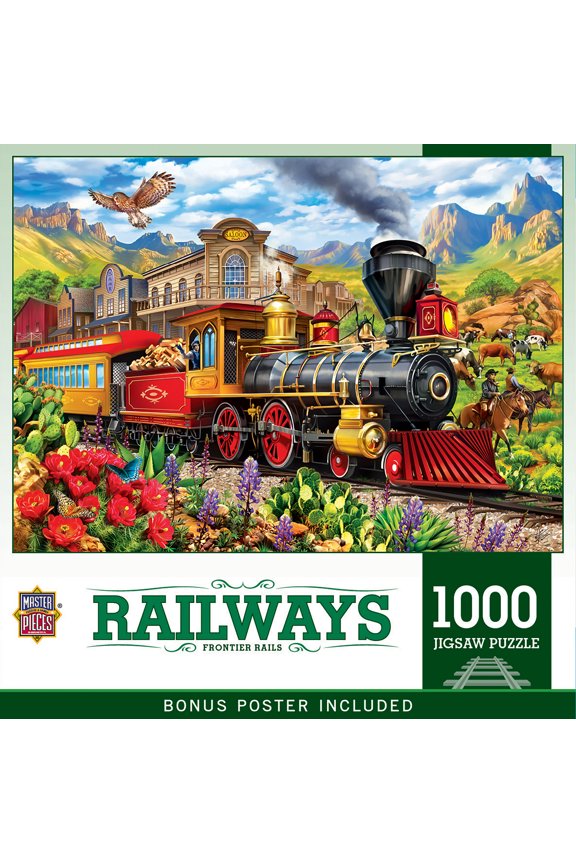 1000 Piece Train Jigsaw Puzzle - Frontier Rails Wild West Adventure