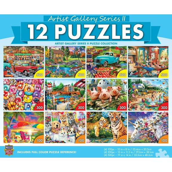 MasterPieces Artist Gallery Jigsaw Puzzle 12 Pack Multipack with Poster for Family Fun