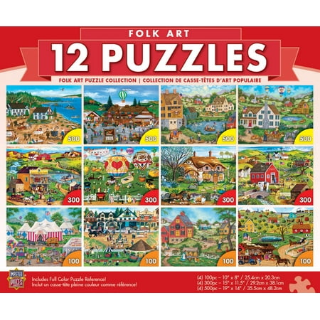MasterPieces 12 Pack Jigsaw Puzzles - Folk Art 12-Pack Bundle