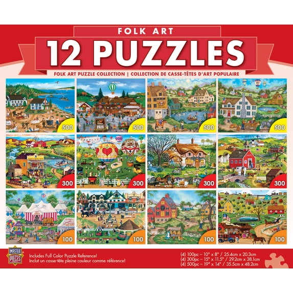 MasterPieces 12 Pack Jigsaw Puzzles - Folk Art 12-Pack Bundle