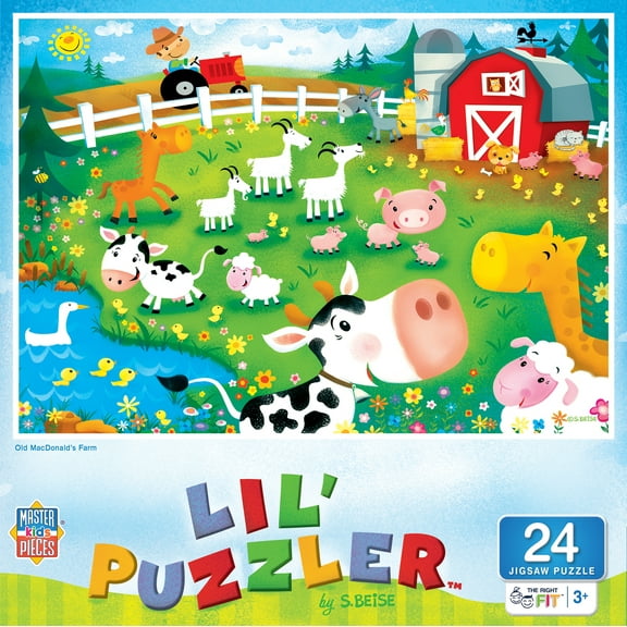 MasterPieces 24 Piece Kids Jigsaw Puzzle - Old MacDonald's Farm - 19"x14"