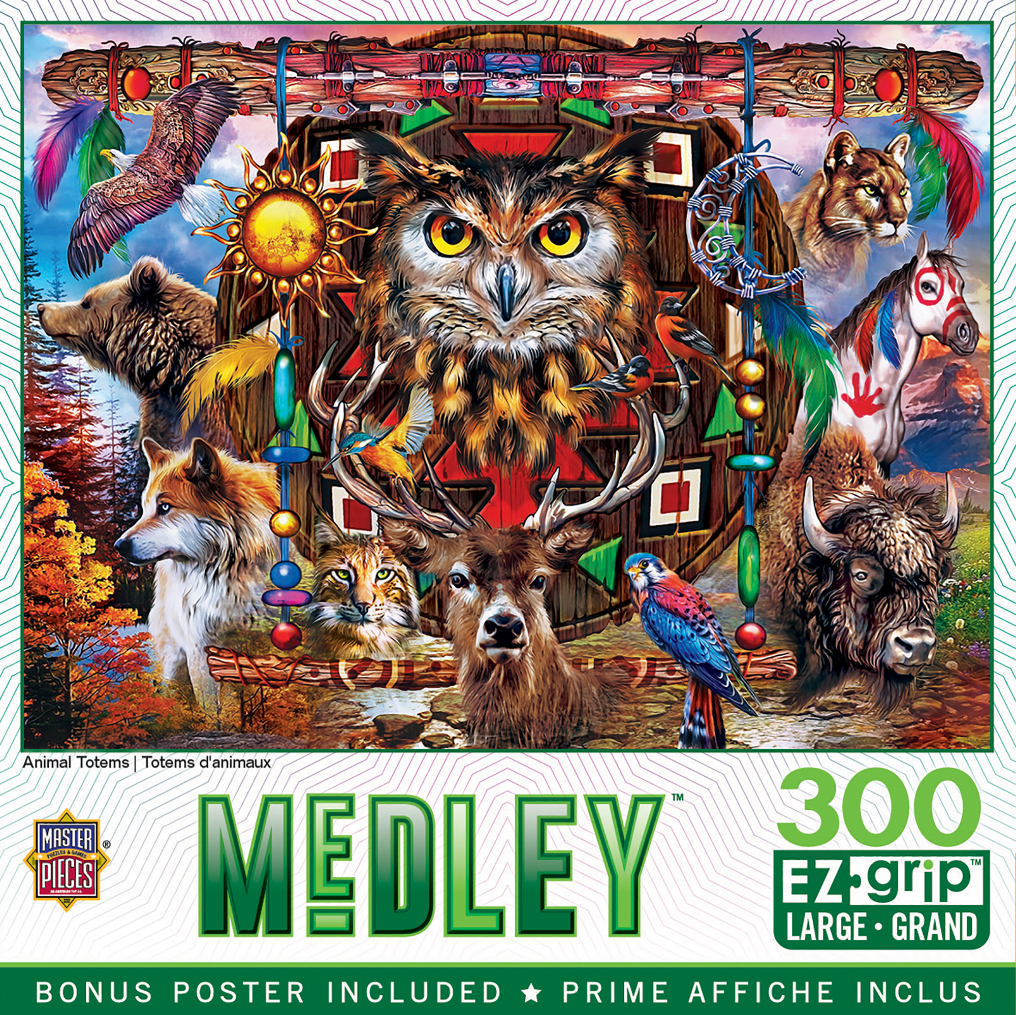 MasterPieces 300 Piece EZ Grip Jigsaw Puzzle - Animal Totems - 18"x24" - image 1 of 6