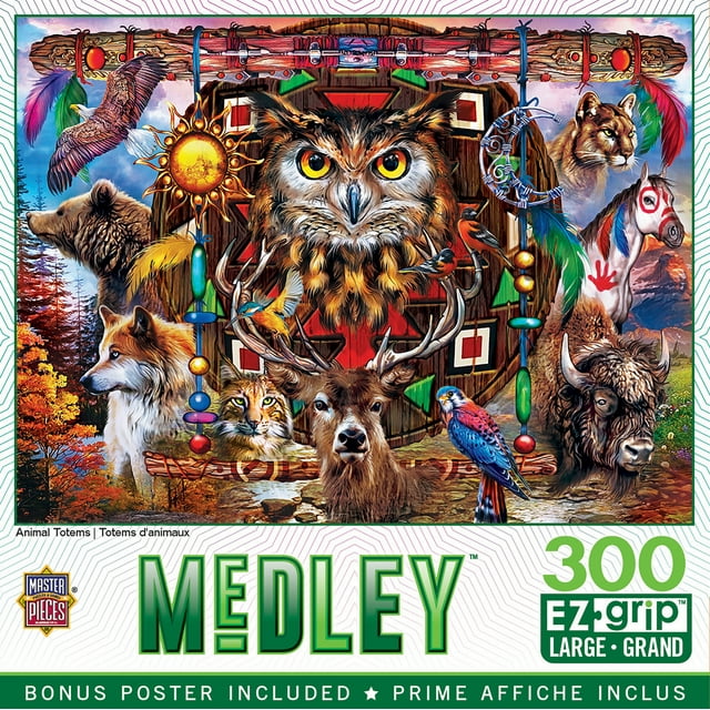 MasterPieces 300 Piece EZ Grip Jigsaw Puzzle - Animal Totems - 18"x24"