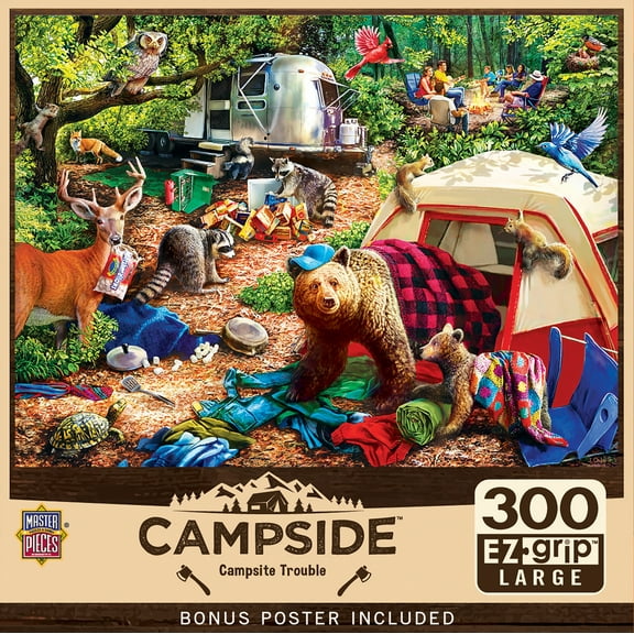 MasterPieces 300 Piece EZ Grip Jigsaw Puzzle - Campsite Trouble - 18"x24"