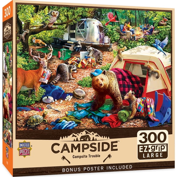 MasterPieces 300 Piece EZ Grip Jigsaw Puzzle - Campsite Trouble - 18"x24"