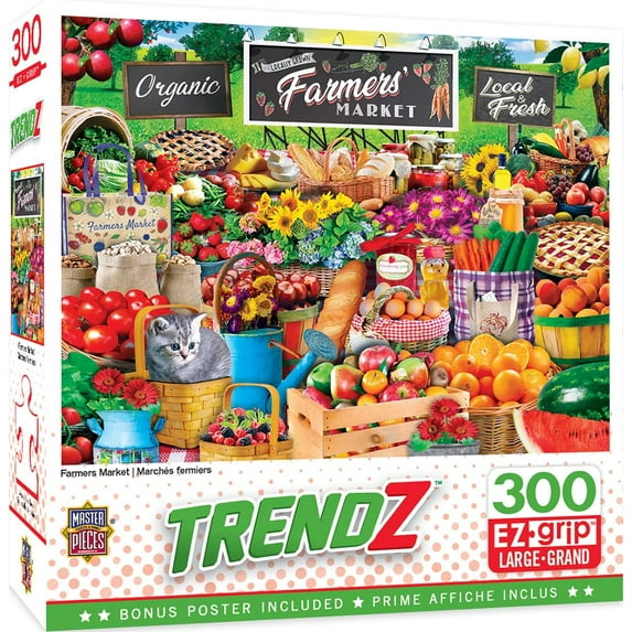MasterPieces 300 Piece EZ Grip Jigsaw Puzzle - Farmers Market - 18"x24"