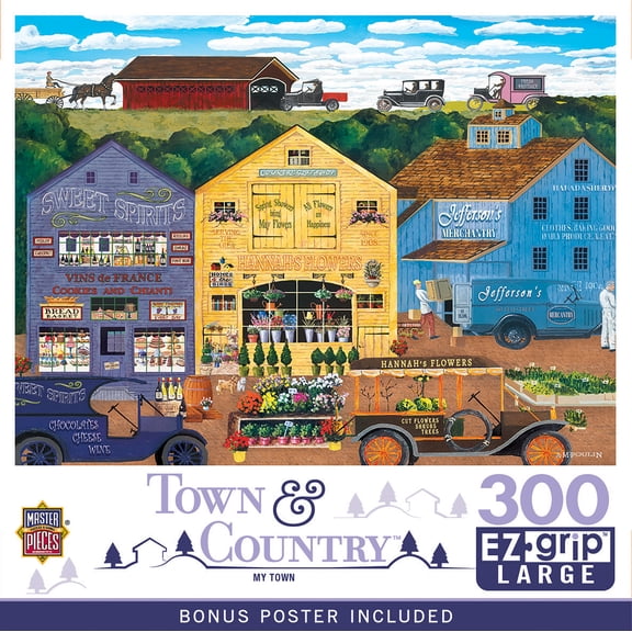 MasterPieces 300 Piece EZ Grip Jigsaw Puzzle - My Town - Large Pieces for Adults 18"x24"
