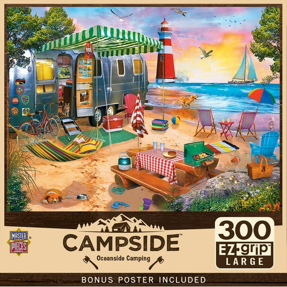 MasterPieces 300 Piece EZ Grip Jigsaw Puzzle - Oceanside Camping - 18"x24"