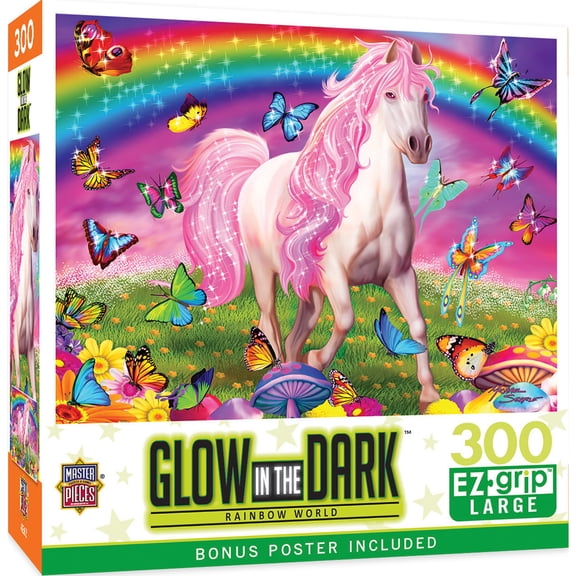 MasterPieces 300 Piece EZ Grip Glow in the Dark Jigsaw Puzzle - Rainbow World 18x24