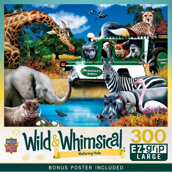 MasterPieces 300 Piece EZ Grip Jigsaw Puzzle - Watering Hole - 18"x24"