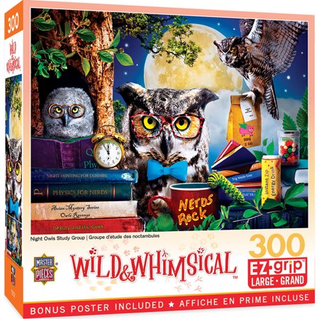 MasterPieces 300 Piece EZ Grip Puzzle - Night Owls Study Group - 18"x24"