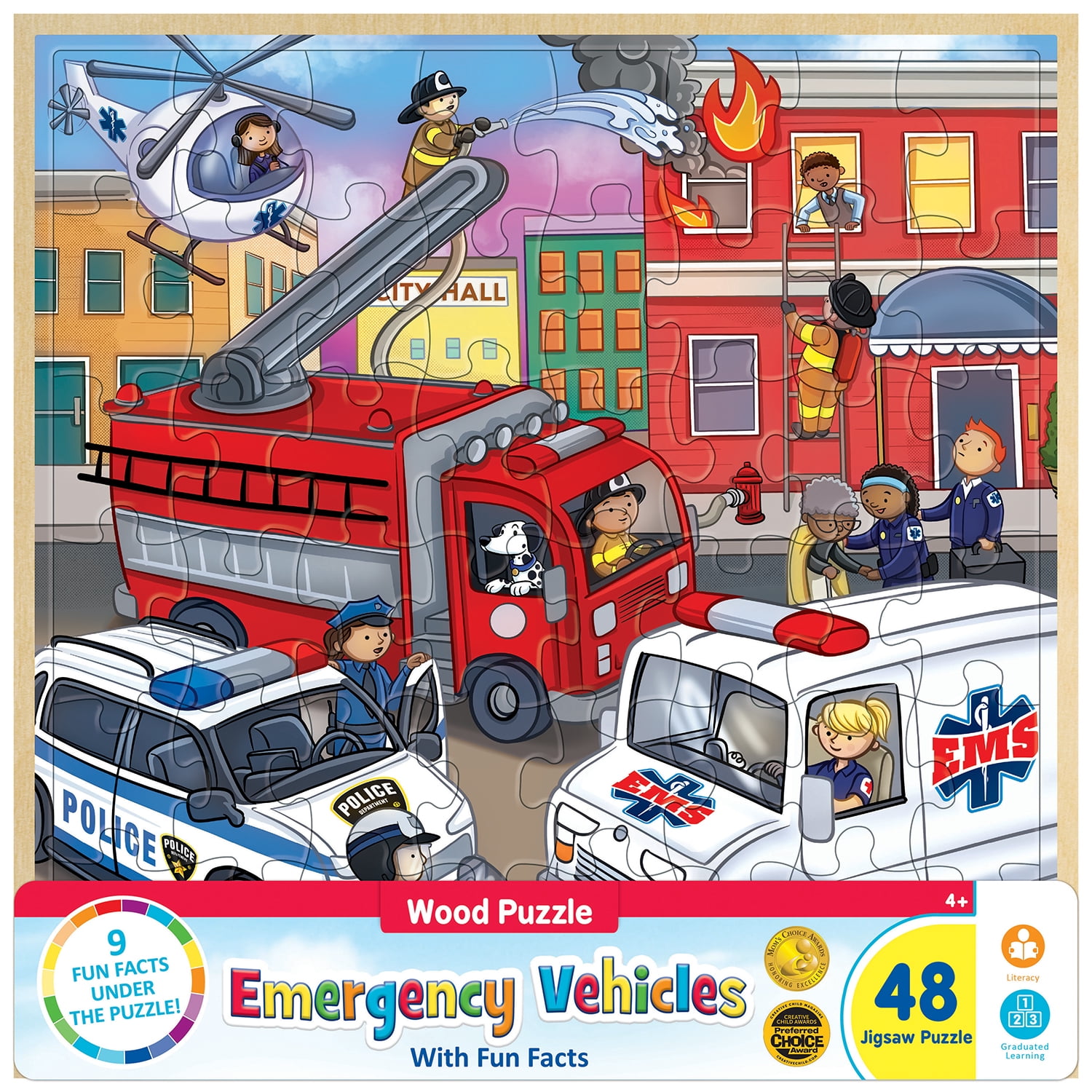 MasterPieces 48 Piece Jigsaw Puzzle For Kids Emergency Vehicles 12 Masterpieces 48 piece jigsaw puzzle for kids emergency vehicles 12