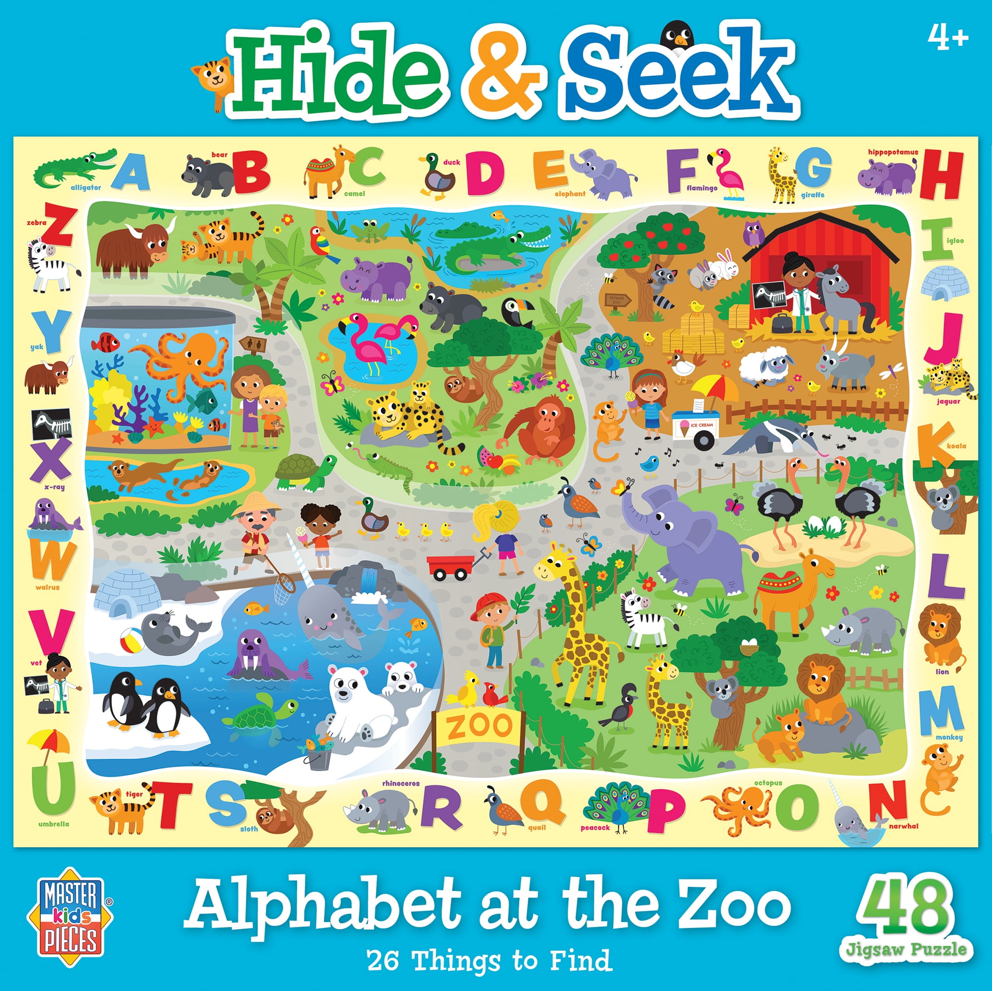 MasterPieces Kids Jigsaw Puzzle, Alphabet at the Zoo, 48 Pieces