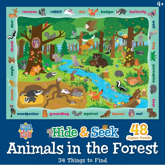 MasterPieces 48 Piece Kids Jigsaw Puzzle - Animals in the Forest - 14"x19"