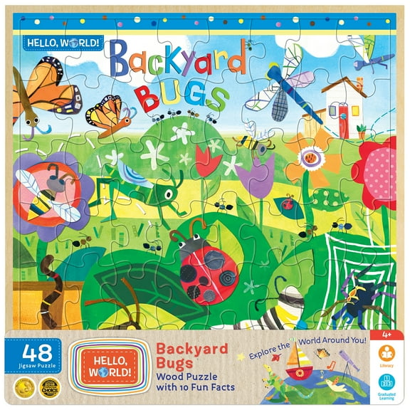 MasterPieces 48 Piece Kids Jigsaw Puzzle - Hello, World! Backyard Bugs 11"x11"