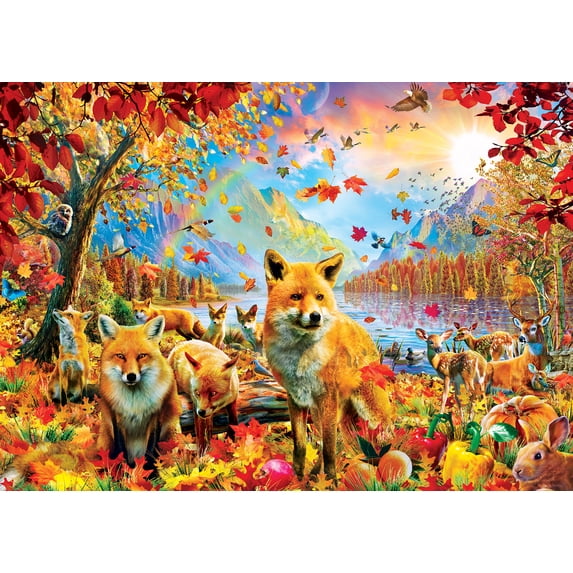MasterPieces 500-Piece Foxes and Friends Hidden Image Glow Interlocking Jigsaw Puzzle
