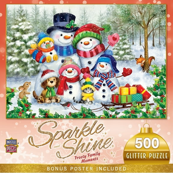 MasterPieces 500 Piece Glitter Christmas Jigsaw Puzzle - Frosty Family Moments