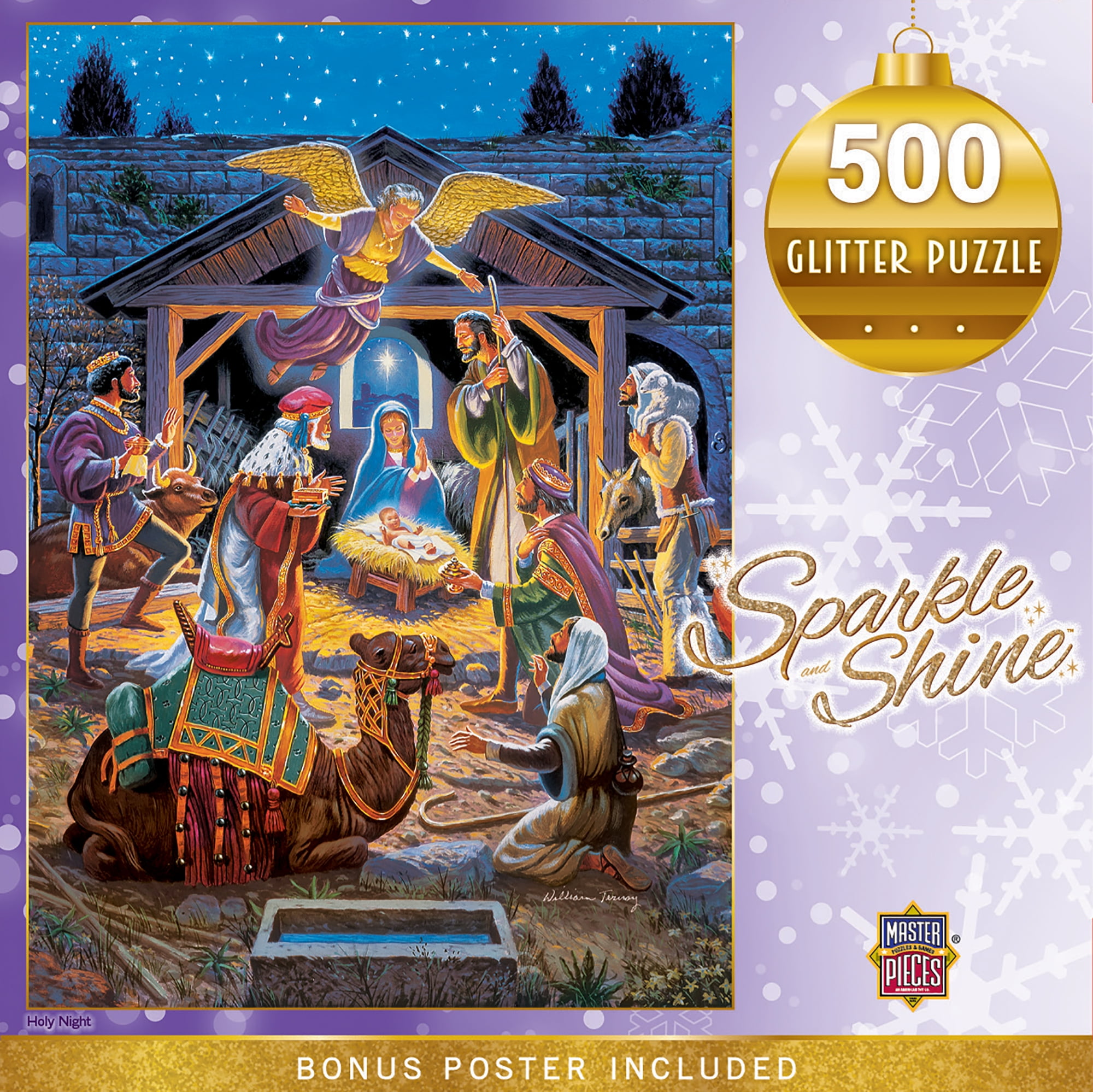 MasterPieces 500 Piece Glitter Christmas Jigsaw Puzzle Holy Night