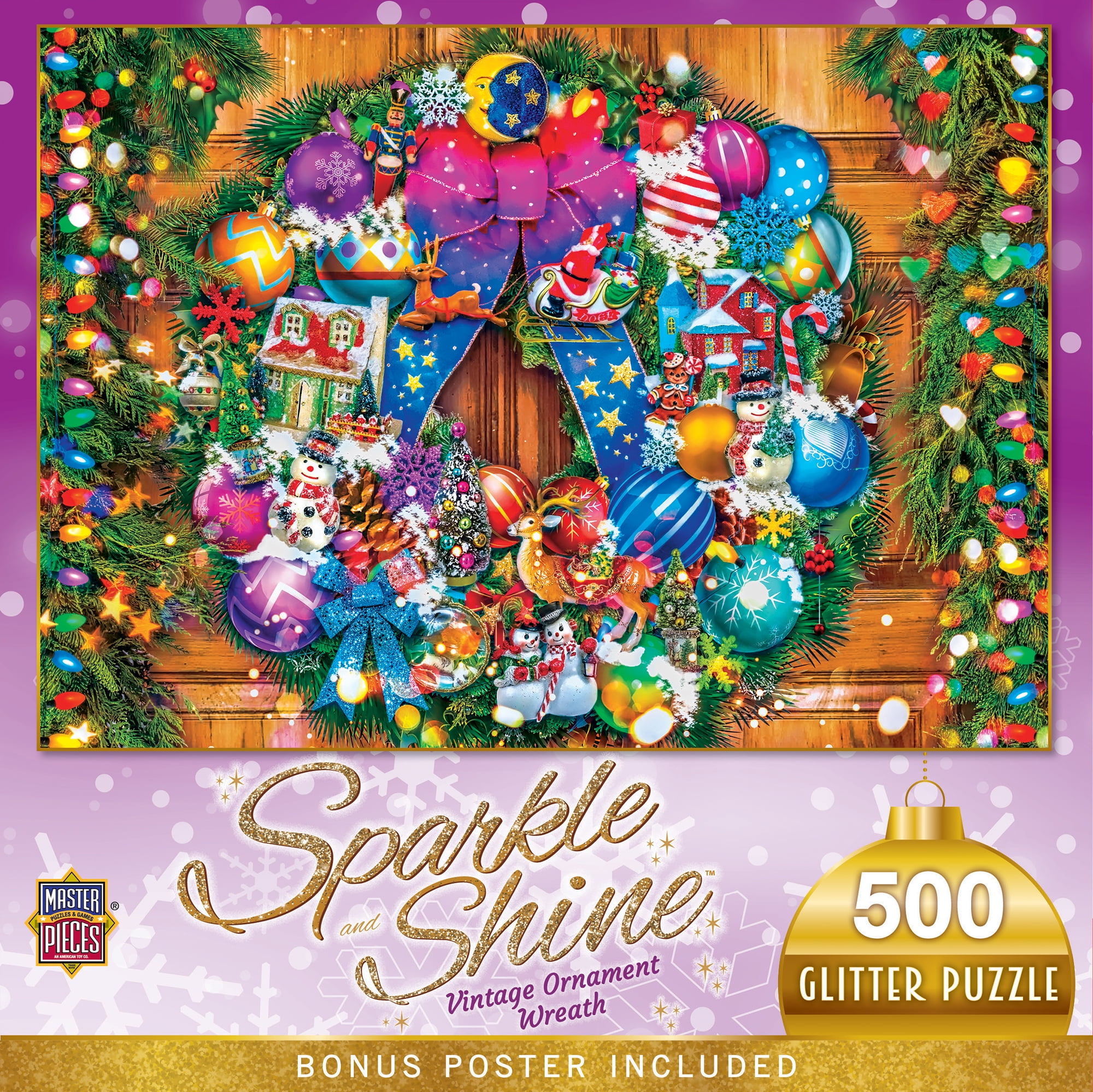 Masterpieces Puzzle 500 Pezzi Con Glitter - Christmas Festivities 15x21'' - Per Adulti E Ragazzi Dai 14 Anni - 6