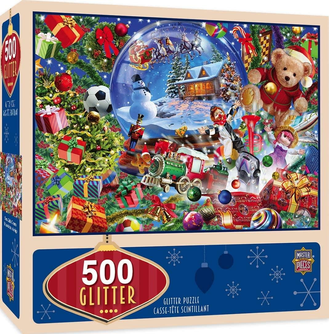 MasterPieces 500 Piece Glitter Christmas Jigsaw Puzzle - Snow Globe ...