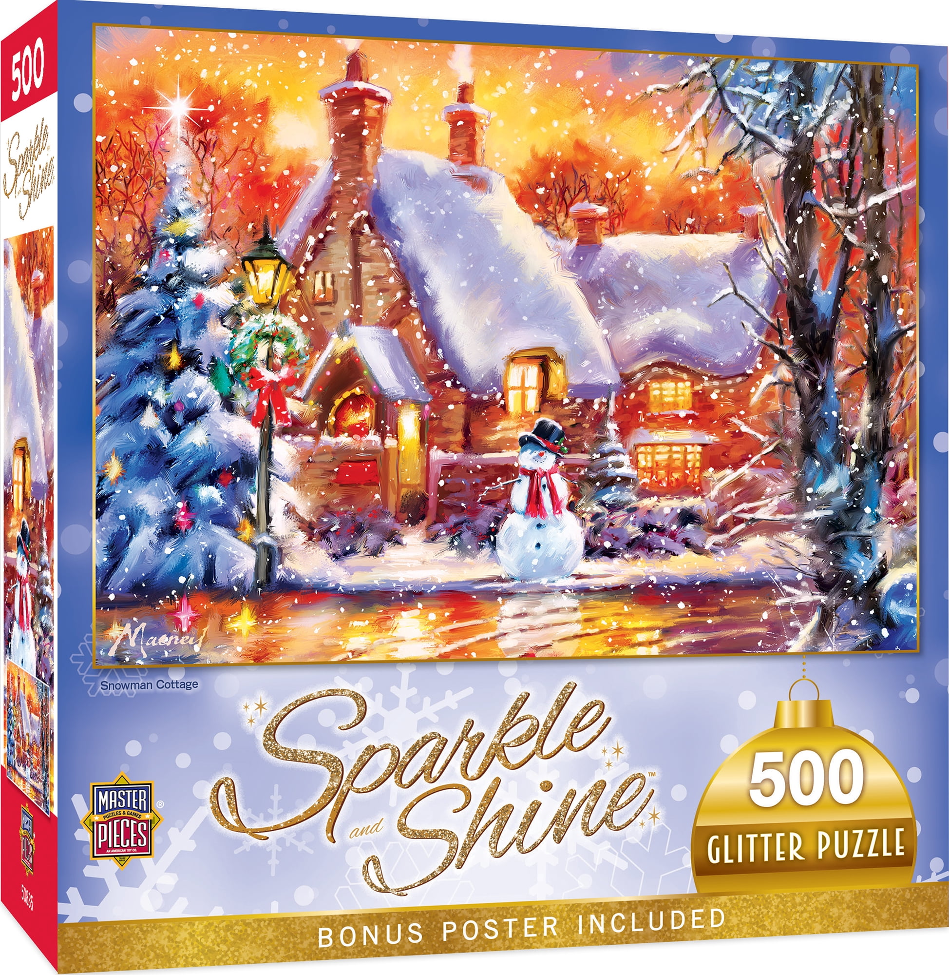 MasterPieces 500 Piece Glitter Christmas Jigsaw Puzzle - Snowman ...