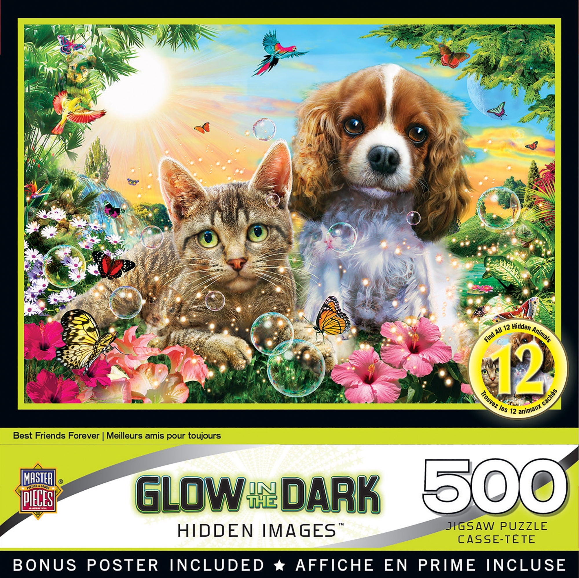 MasterPieces 15" x 21" Best Friends Forever - Hidden Image Glow-in-the-Dark 500 Piece Jigsaw Puzzle