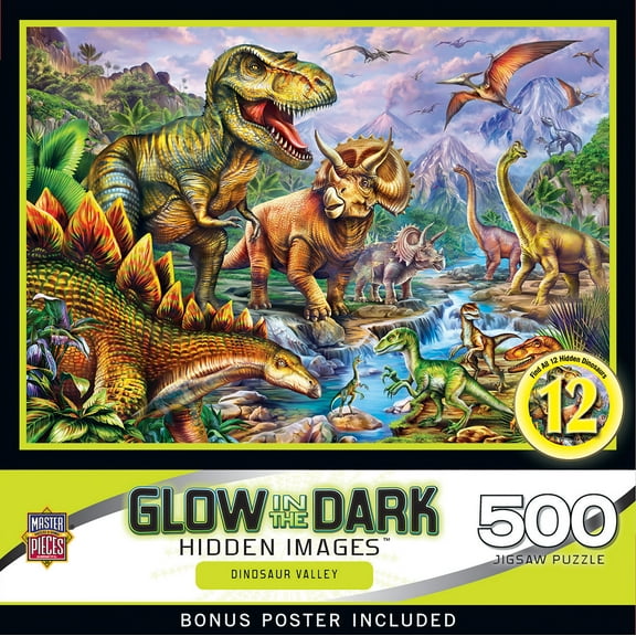 MasterPieces 500 Piece Glow in the Dark Puzzle - Dinosaur Valley - 15"x21"