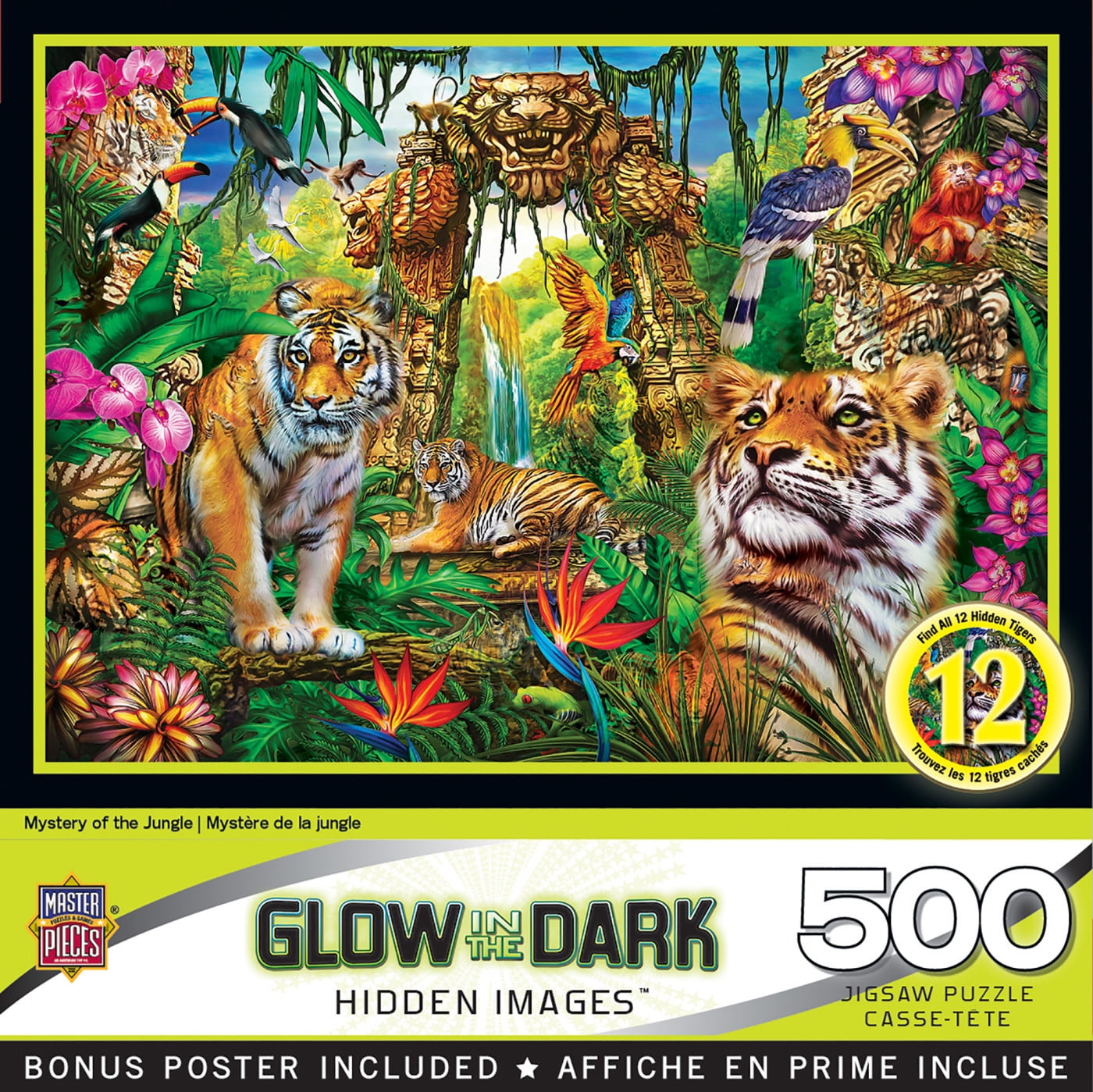 Puzzle 500 pièces 51x51 cm - Jungle - Phosphorescent