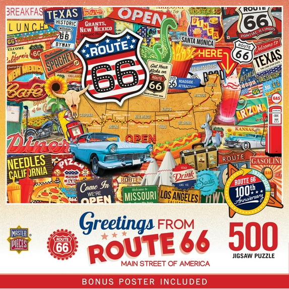 MasterPieces 500 Piece Jigsaw Puzzle - Greetings From Route 66 - 15"x21"
