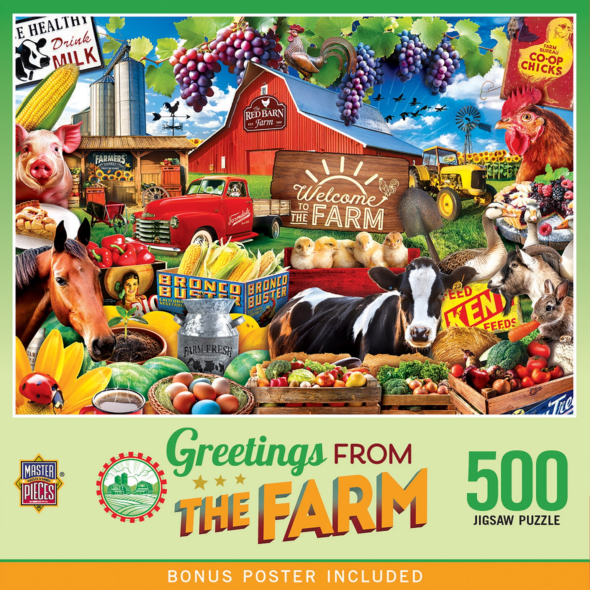 MasterPieces 500 Piece Jigsaw Puzzle - Greetings From the Farm - 15"x21 ...