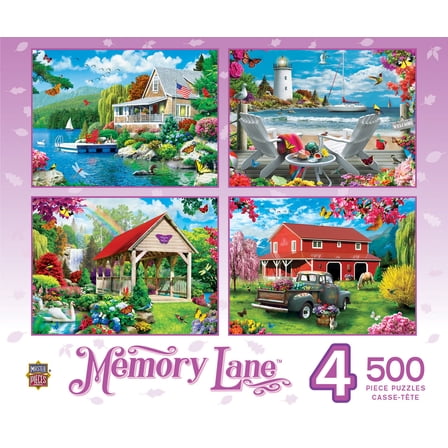 MasterPieces 500 Piece Jigsaw Puzzle Set - Memory Lane Scenic 4-Pack - Alan Giana Artwork