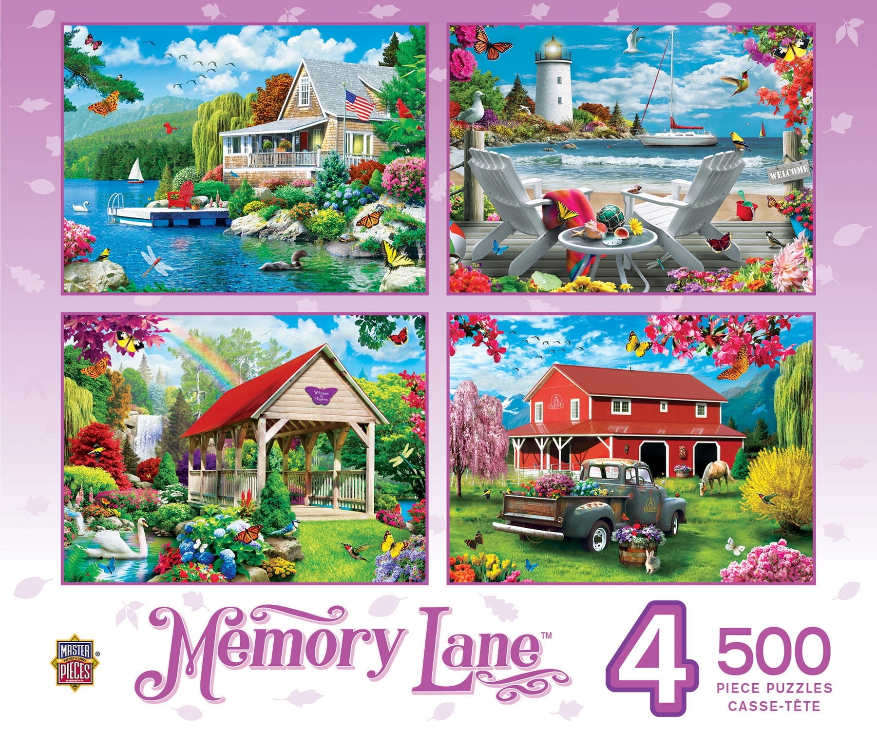MasterPieces 500 Piece Jigsaw Puzzle Set - Memory Lane Scenic 4-Pack - Alan Giana Artwork