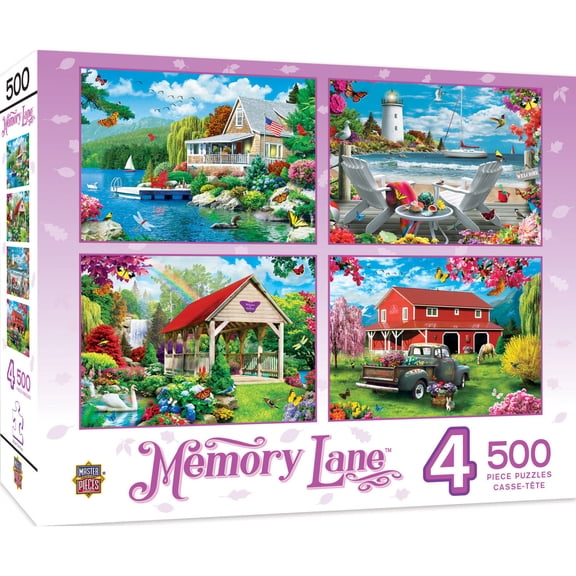 MasterPieces 500 Piece Jigsaw Puzzle Set - Memory Lane Scenic 4-Pack - Alan Giana Artwork