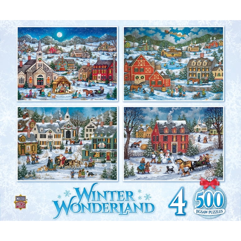 MasterPieces 500 Piece Jigsaw Puzzle - Winter Wonderland 4-Pack by