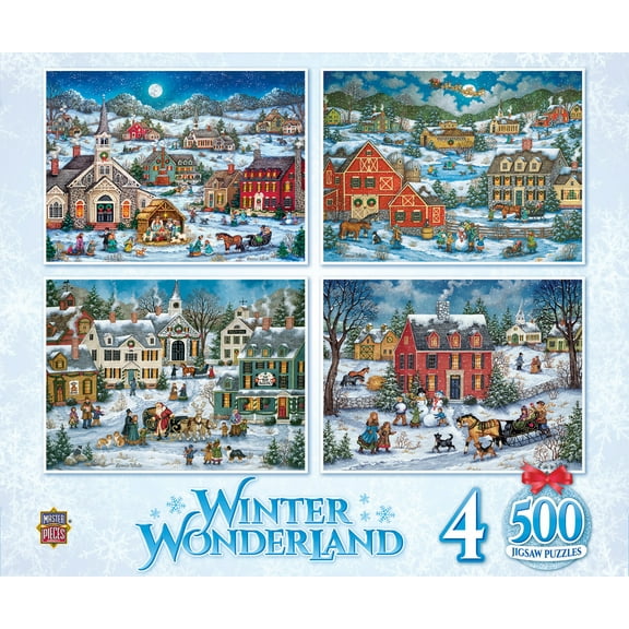 MasterPieces 500 Piece Jigsaw Puzzle - Winter Wonderland 4-Pack by Bonnie White