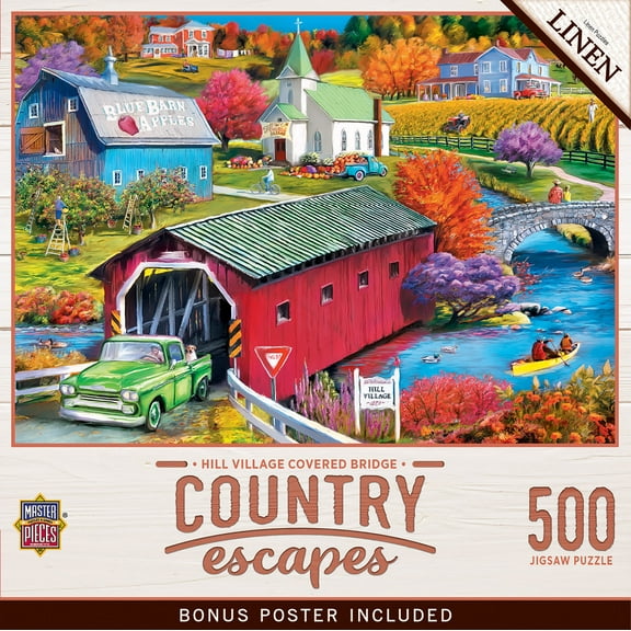 MasterPieces 500 Piece Puzzle - Hill Village Covered Bridge - 15"x21"