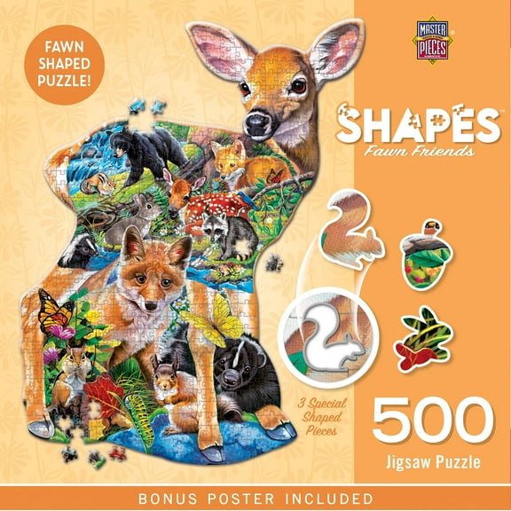 MasterPieces 500 Piece Shaped Jigsaw Puzzle - Fawn Friends - 20.9"x27"