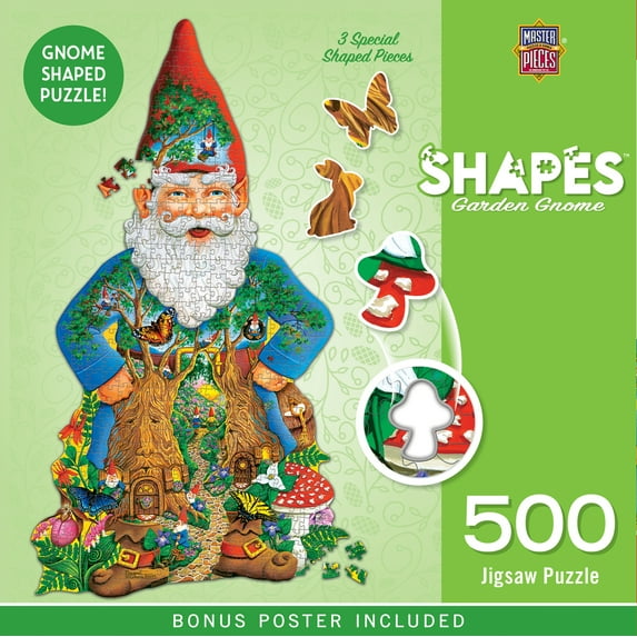 MasterPieces 500 Piece Shaped Jigsaw Puzzle - Garden Gnome - 16.4"x29.6"