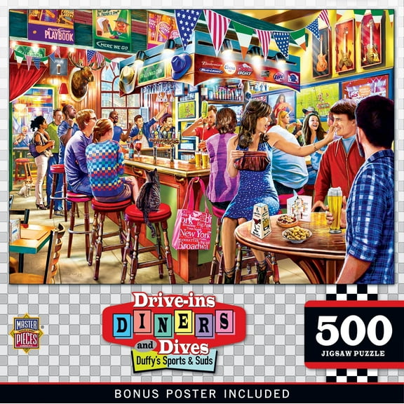MasterPieces 500 Piece Jigsaw Puzzle - Duffy's Sports & Suds - 15"x21"