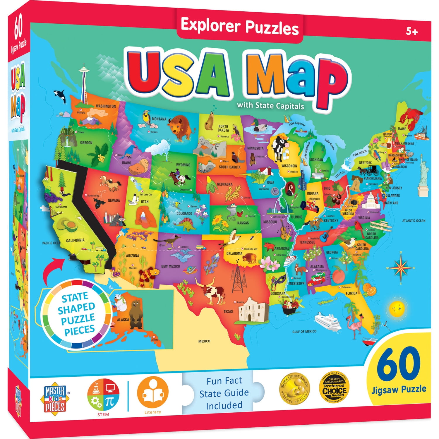 MasterPieces 60 Piece Jigsaw Puzzle - USA Map - 16.5"x12.75"