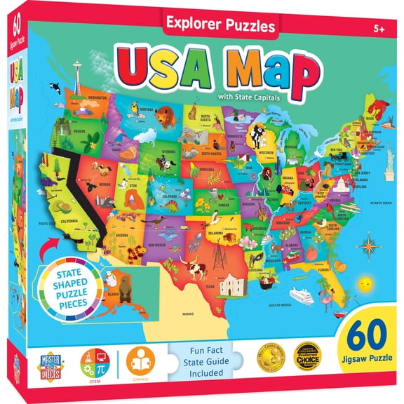 MasterPieces 60 Piece Jigsaw Puzzle - USA Map - 16.5"x12.75"