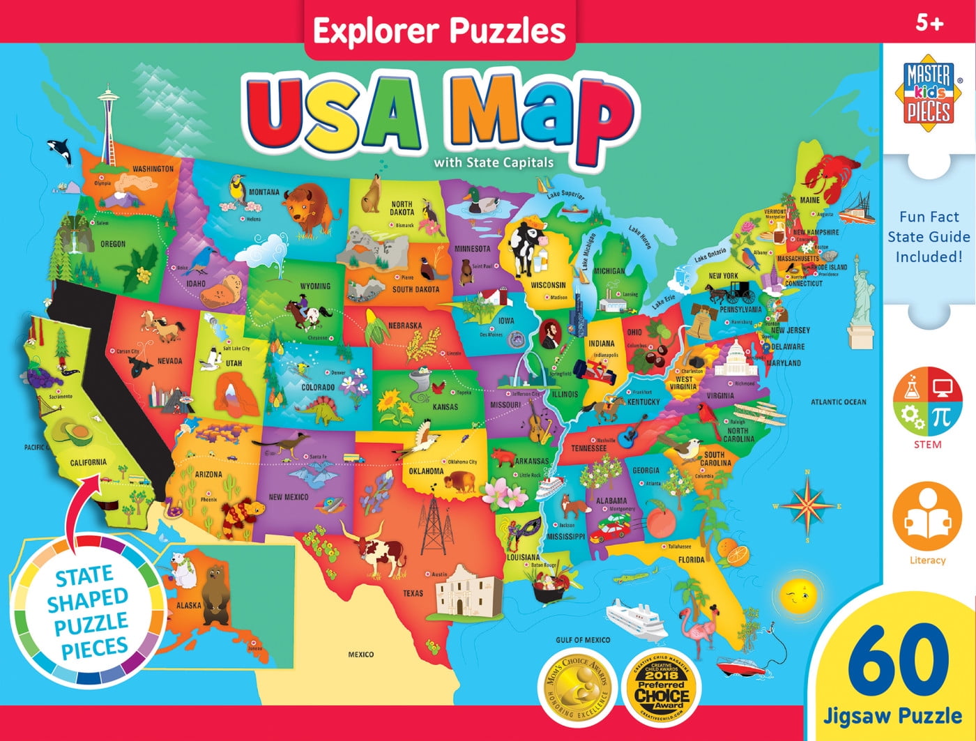 MasterPieces 60 Piece Kids Jigsaw Puzzle - Hello, World! Map Wood Puzzle