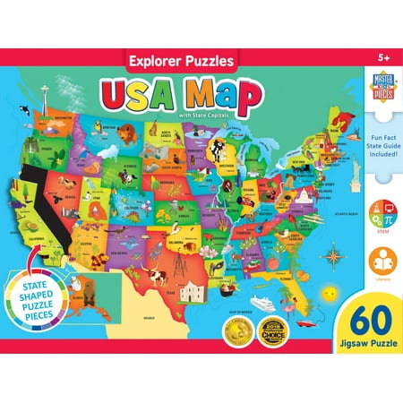 MasterPieces 60 Piece Jigsaw Puzzle for Kids - USA Map - 16.5"x12.75"