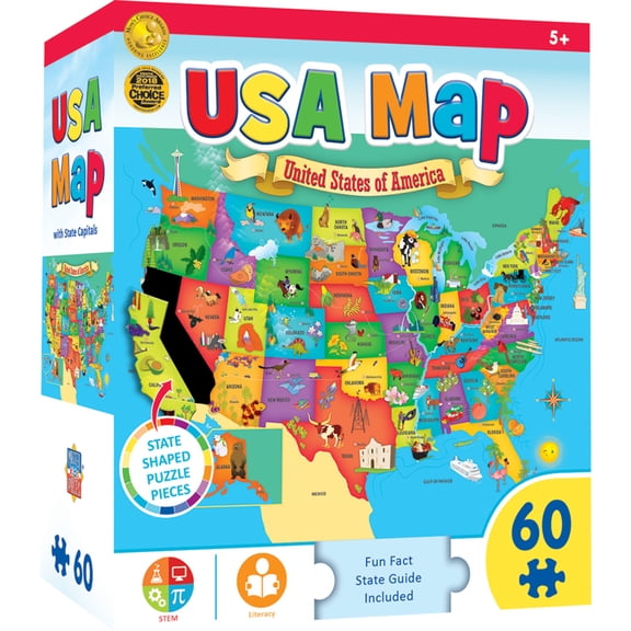 MasterPieces 60 Piece Jigsaw Puzzle - USA Map - 16.5"x12.8"