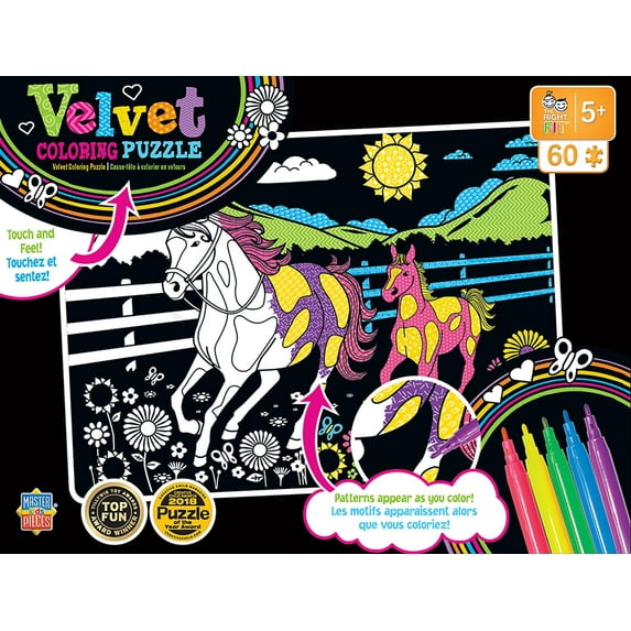 MasterPieces 60 Piece Puzzle for Kids - Horse and Pony Velvet Coloring
