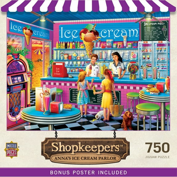 MasterPieces 750 Piece Jigsaw Puzzle - Anna's Ice Cream Parlor - 18"x24"