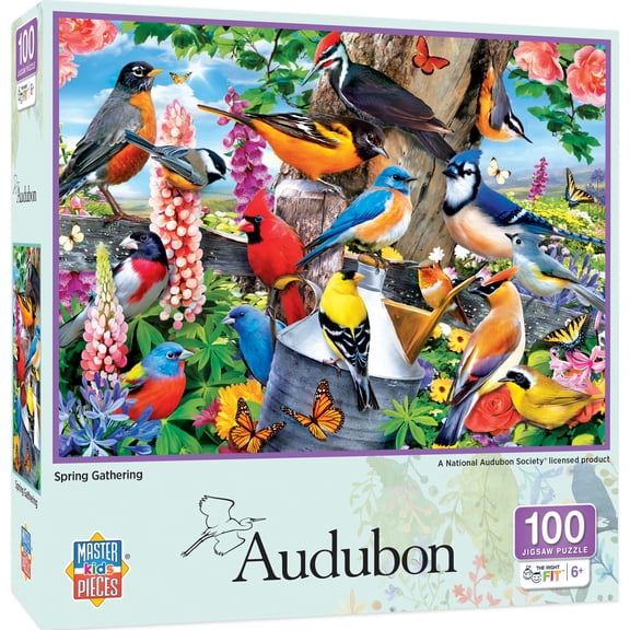 MasterPieces Audubon Spring Gathering 100 Piece Jigsaw Puzzle - Colorful Birds