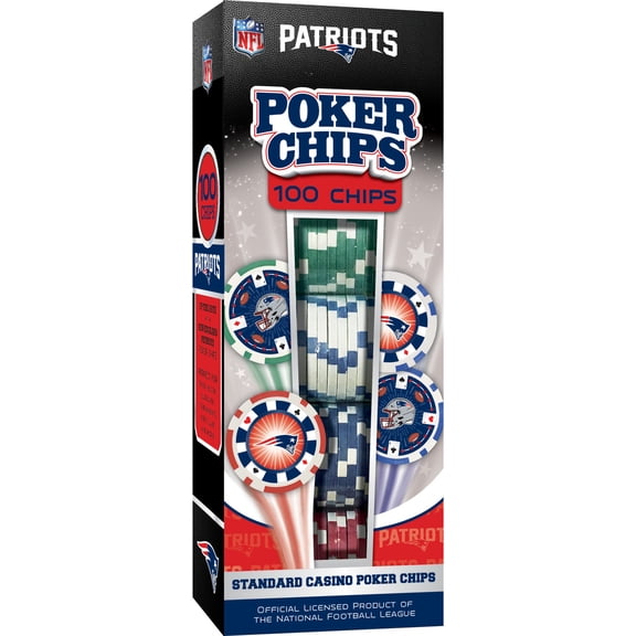 MasterPieces Casino 100 Piece Poker Chip Set - NFL New England Patriots